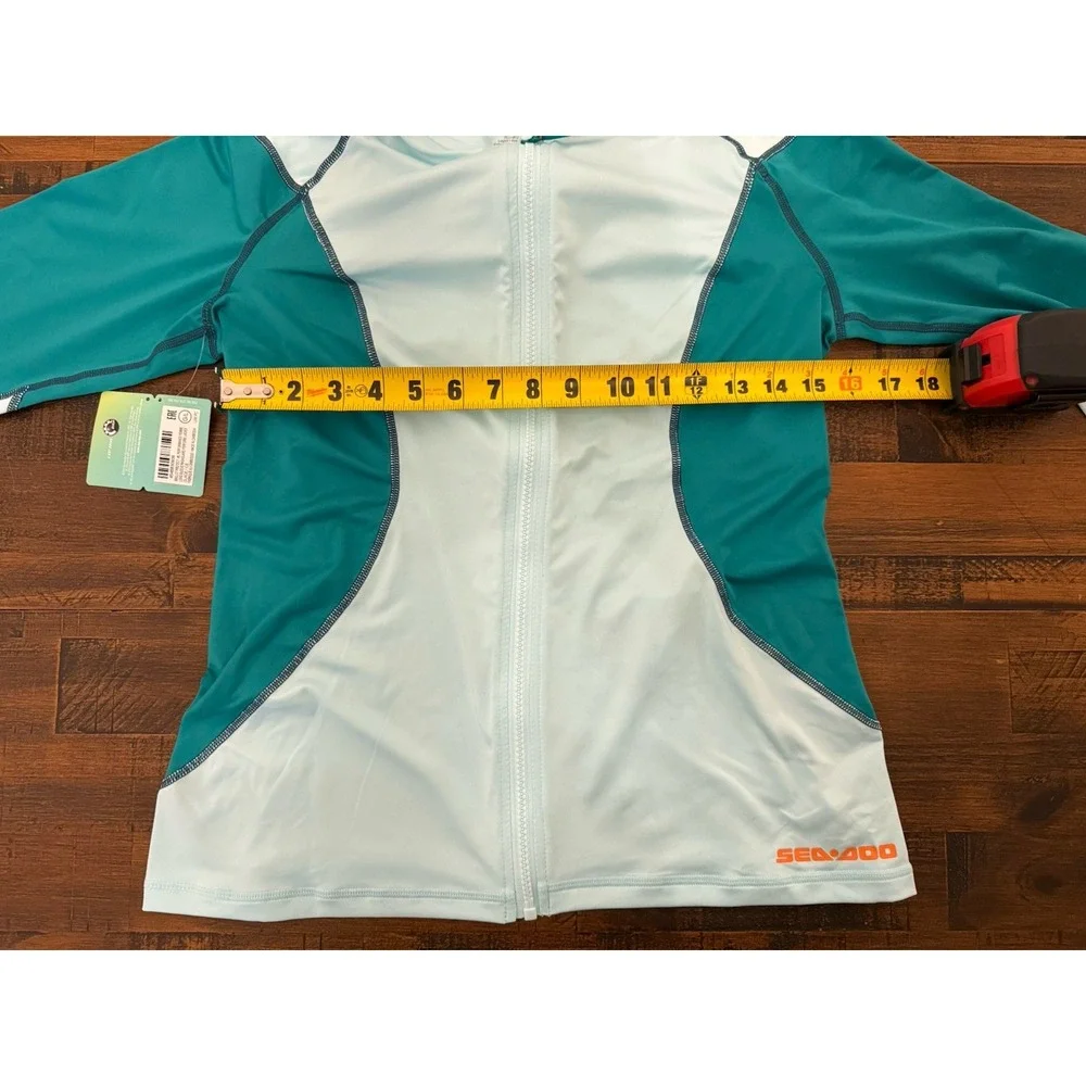 Sea Doo Women's Long Sleeve Top Jacket Rash Guard Large Green UV Protection NEW